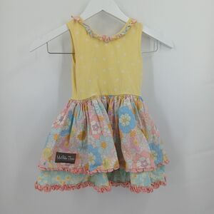 girls size 4 Matilda Jane Dream Chasers Dance Time Dress yellow floral tiered